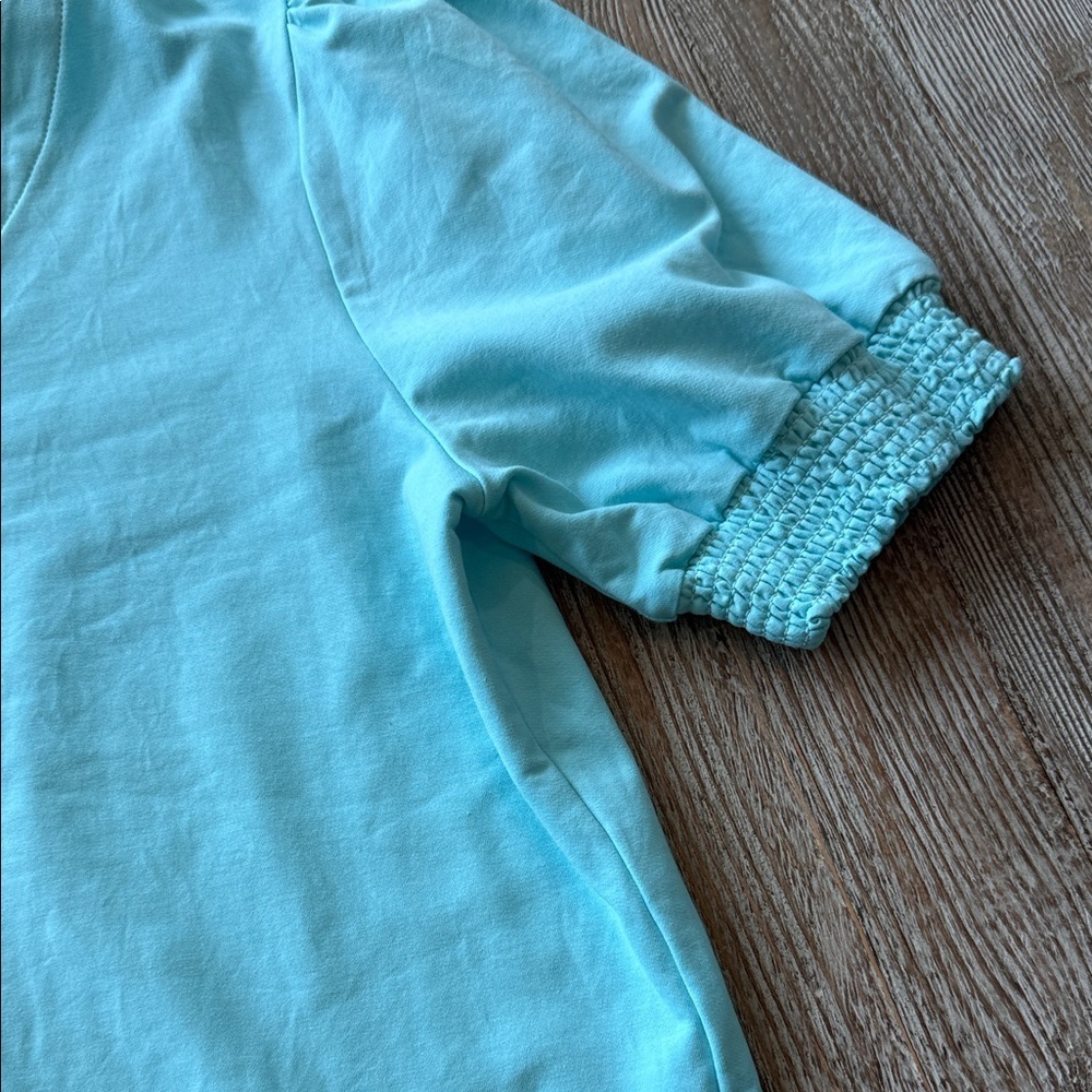 VD Lounge Boutique Light Blue V-Neck Short Sleeve Dress Cotton Spandex XL - Picture 3 of 7